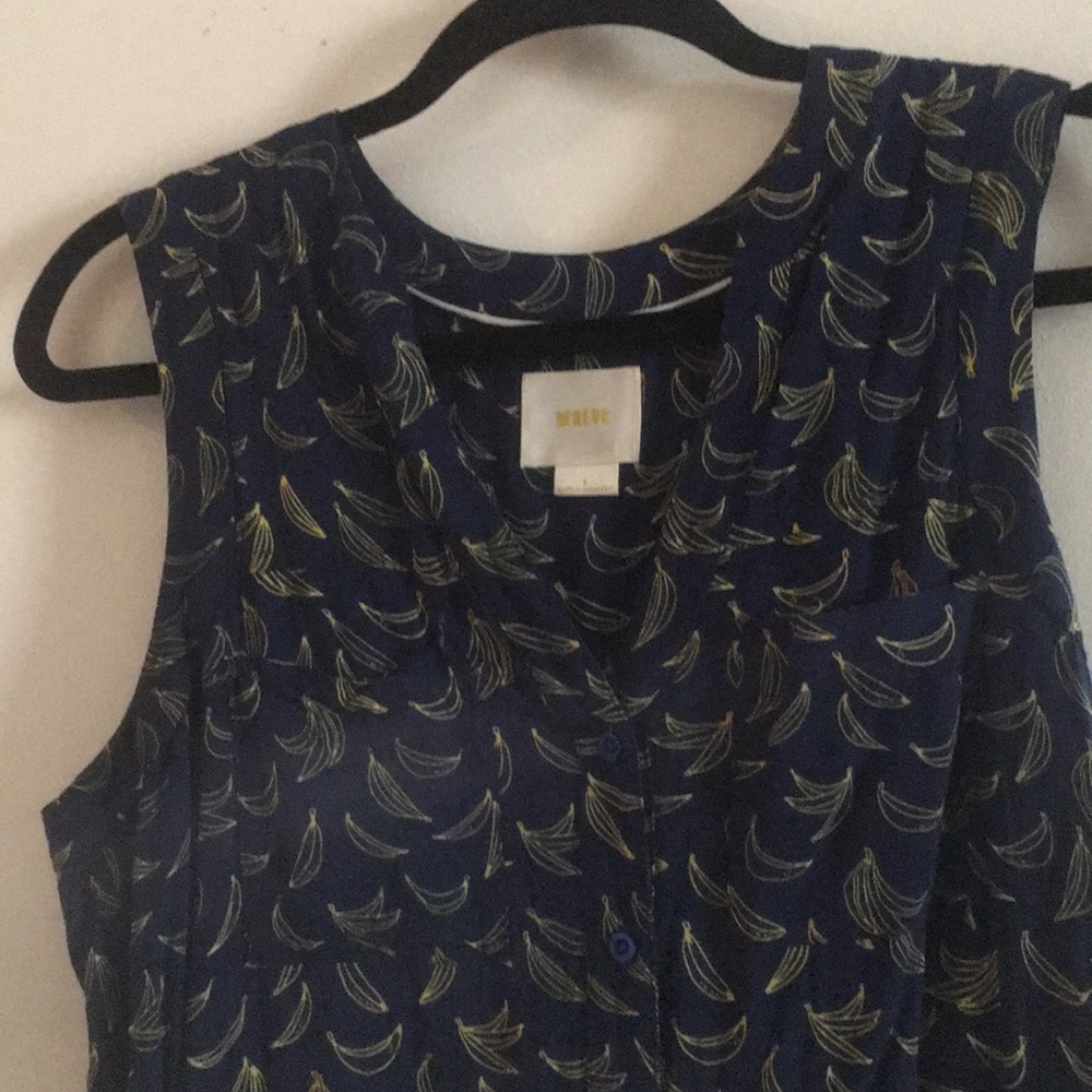 Banana Pattern Anthropologie Sleeveless Shirt